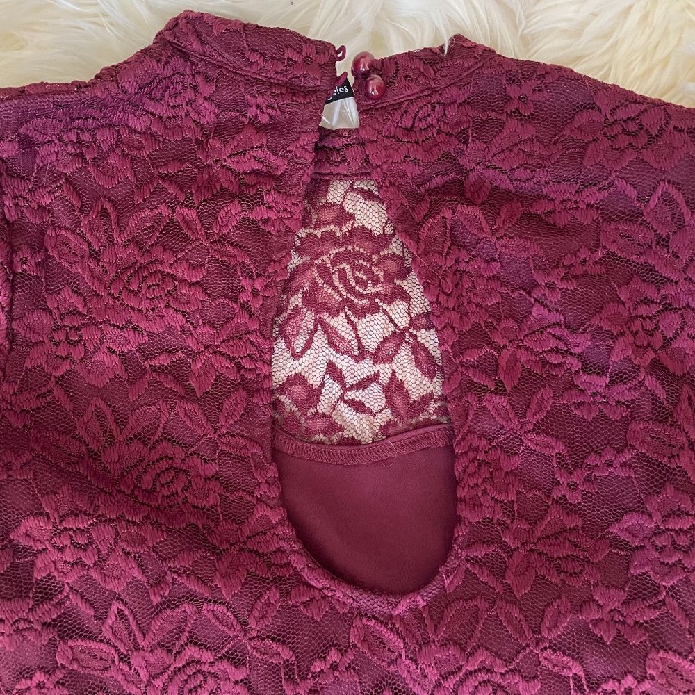 Maroon Lace Dress- Long Sleeves